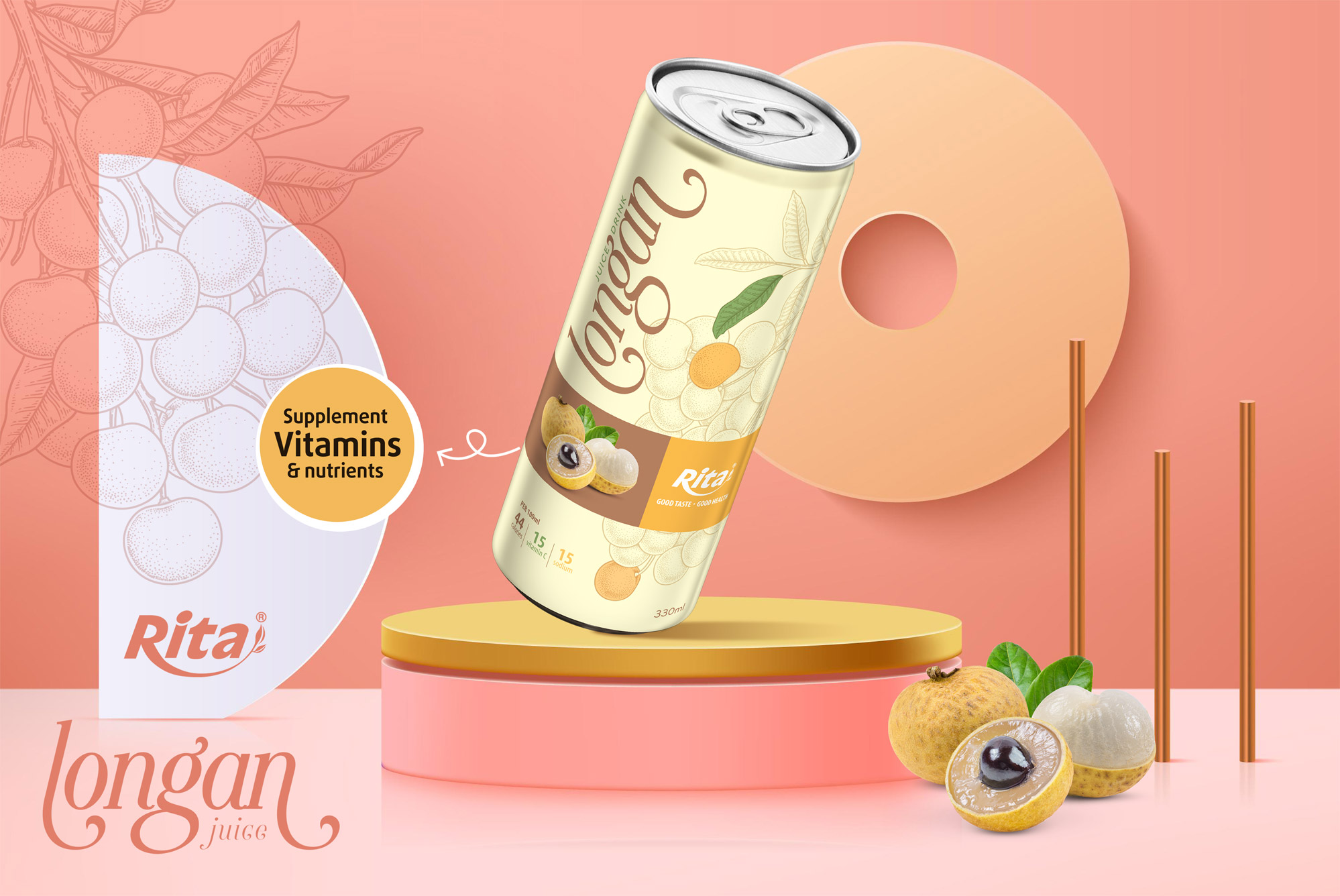 Longan juice drink 330ml 01