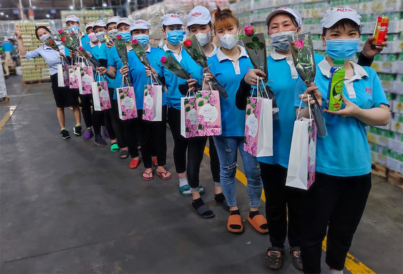 Factory workers team