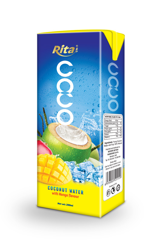 Rita 200ml Coconut Water With Mango Flavor 200ml Paper Box Rita 200ml Coconut Water With Mango Flavor 200ml Paper Box