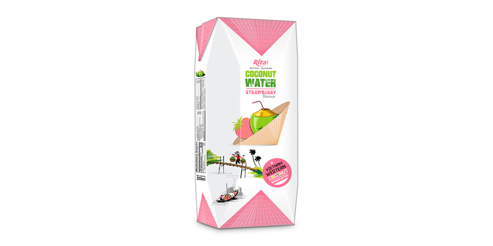 Rita Paper Box 200ml Coconut Water With Strawberry Flavor Rita Paper Box 200ml Coconut Water With Strawberry Flavor