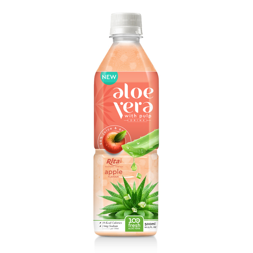 Aloe Vera With Pulp Apple Flavor 500ml Pet Bottle aloe pulp 500ml Pet squares 01