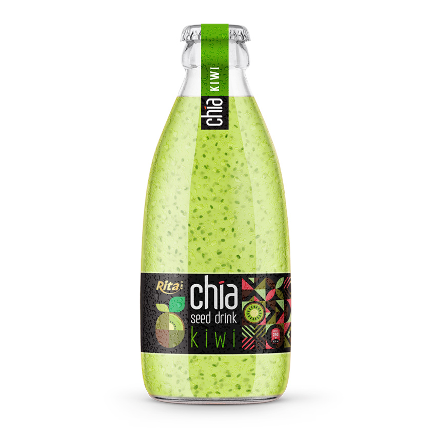 250ml glass bottle Chia seed drink with kiwi flavor RITA brand