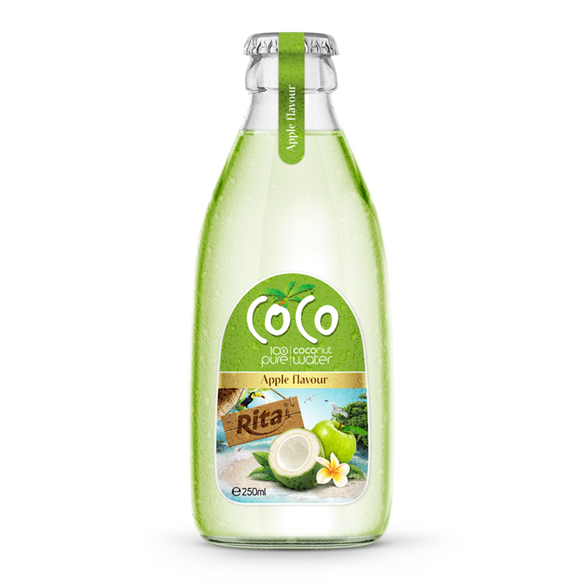 Rita Fresh Coconut Water With Apple Flavor 250ml Glass Bottle Rita Fresh Coconut Water With Apple Flavor 250ml Glass Bottle