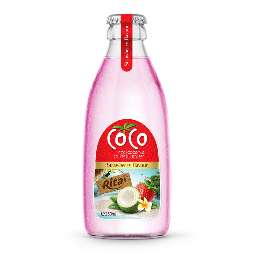 Rita 250ml Glass Bottle Coconut Water With Strawberry Flavor 250ml glass bottle strawberry