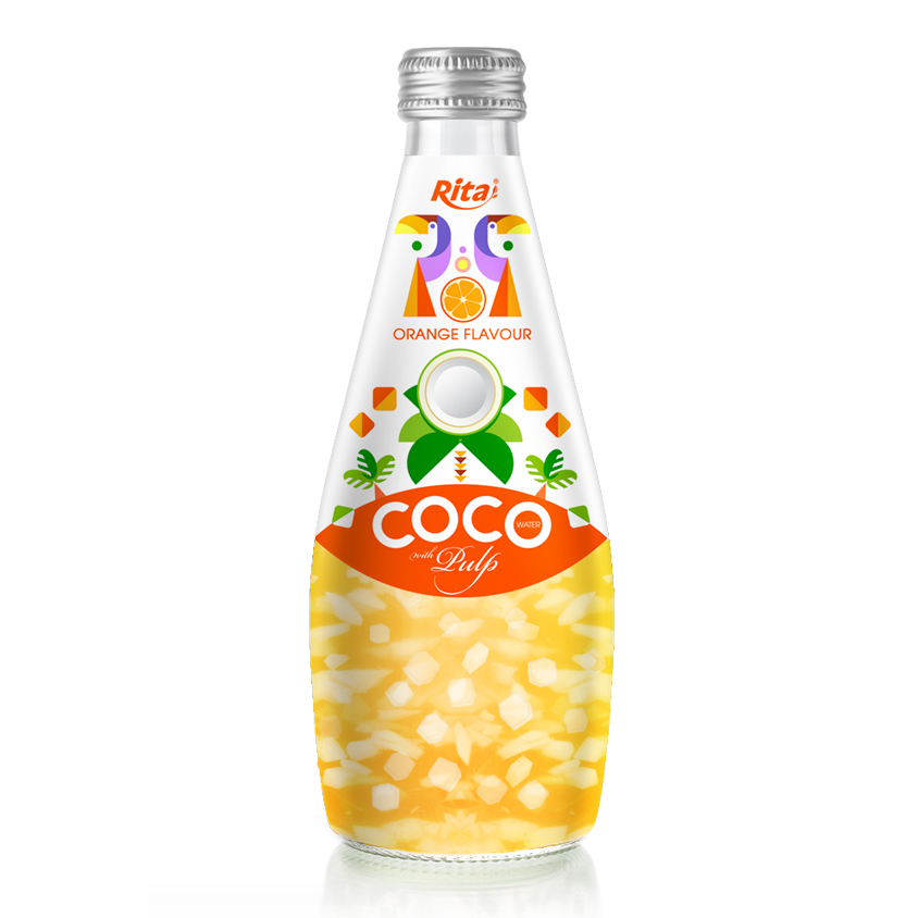 Rita Coconut Water With Pulp 290ml Glass Bottle Orange Flavor