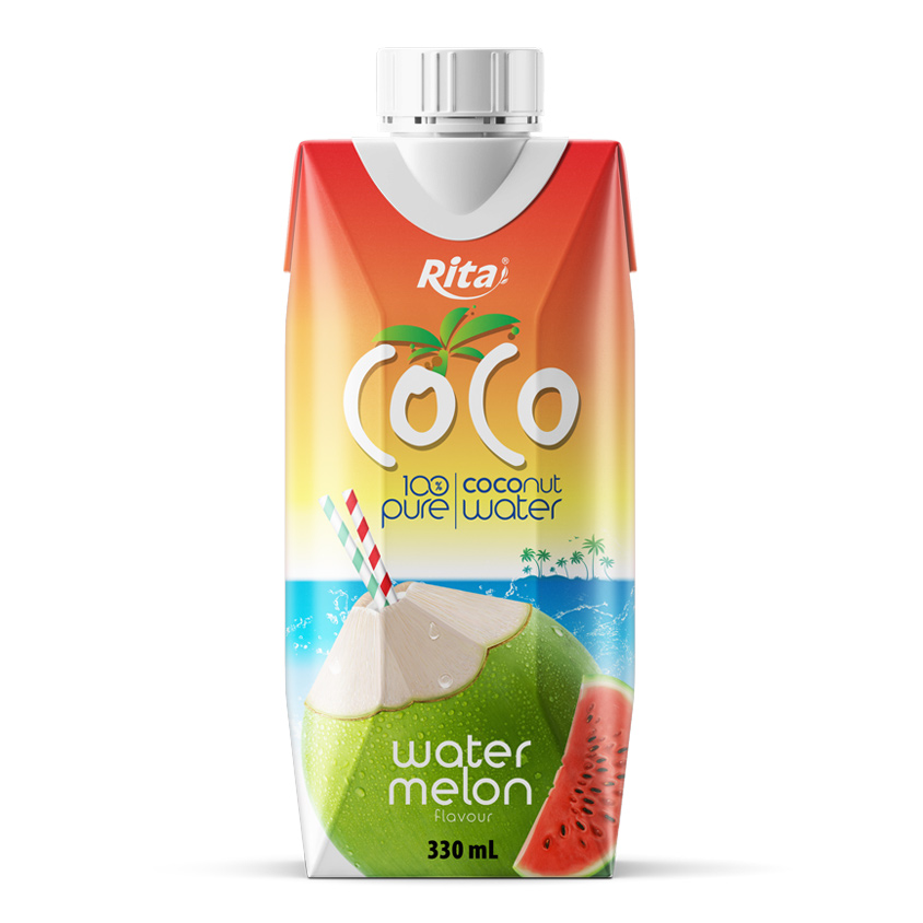 COCO 100% Pure Coconut Water Watermelon Flavor 330ml Paper Box COCO 100 pure coconut water with melon flavour 330ml Paper box