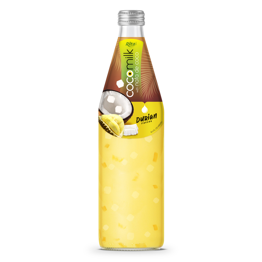 Rita Coconut Milk With Nata De Coco And Durian Flavor 485ml Glass Bottle Cocomilk with nata de coco 485ml 02