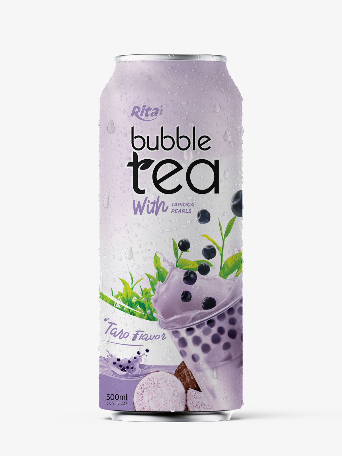 Bubble Tea With Tapioca Pearls Taro Flavor 500ml Can RITA Bubble Tea Taro flavor 500ml