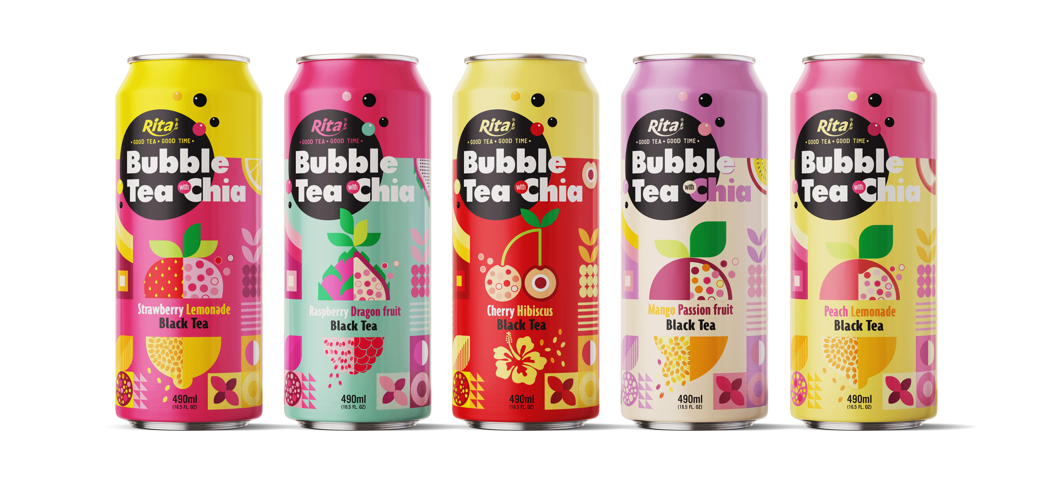 Totals 5 cans 490ml Bubble Tea Chia