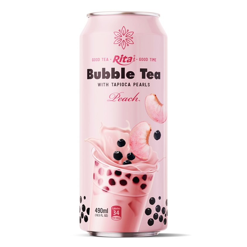 Bubble Tea 490ml Can Peach Flavor