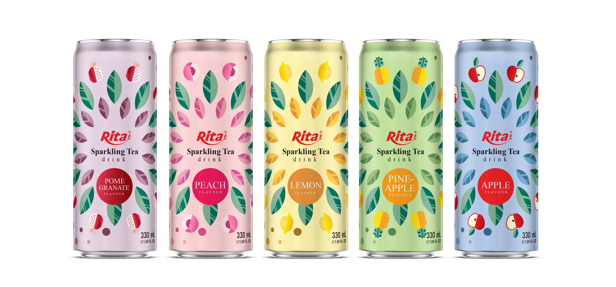Poster Sparkling Tea drink 330ml sleek can RITA beverage company