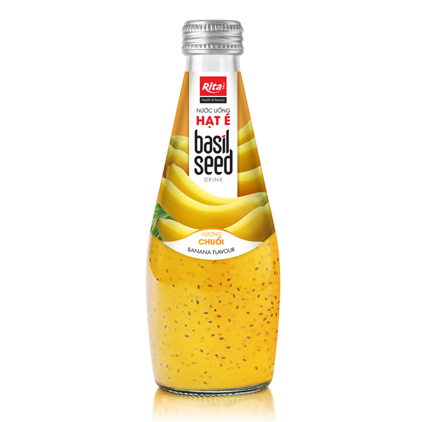 290ml Glass Bottle Banana Flavor Basil Seed Drink Basil seed 290ml banana