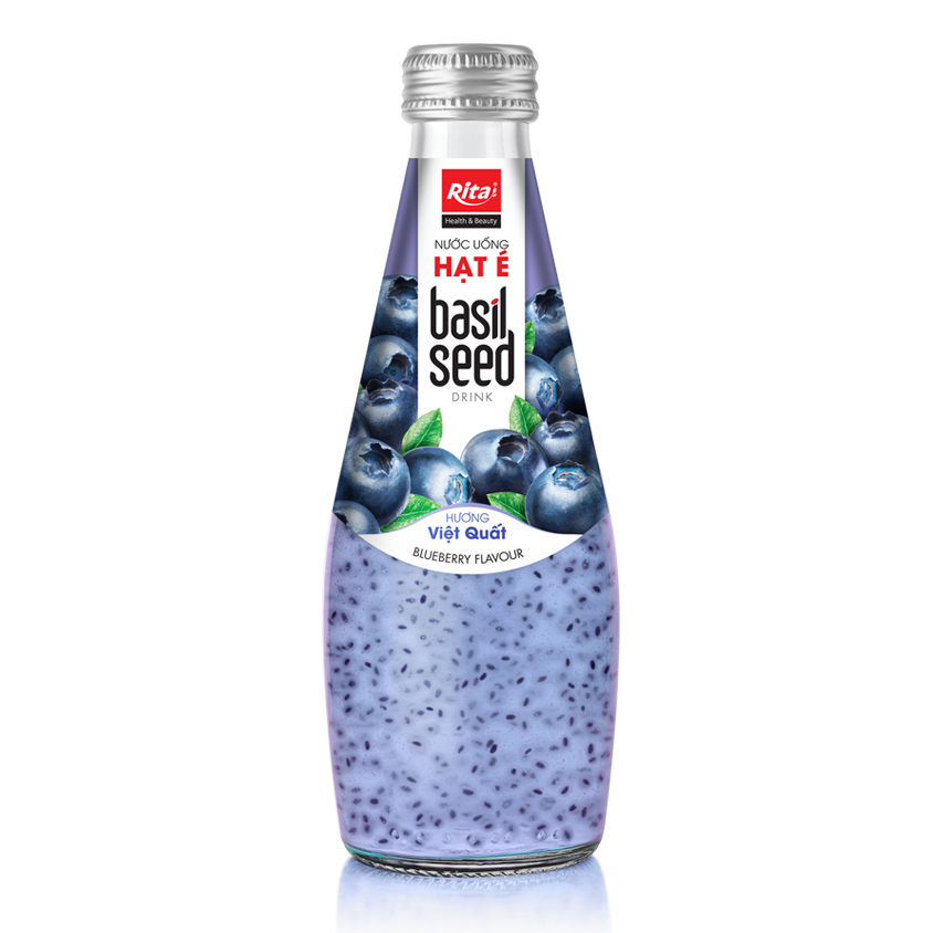 Blueberry Flavor Basil Seed Drink 290ml Glass Bottle Basil seed 290ml blueberry