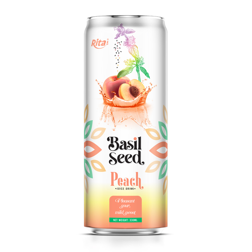 Basil Seed Drink With Peach Flavor Basil seed peach juice