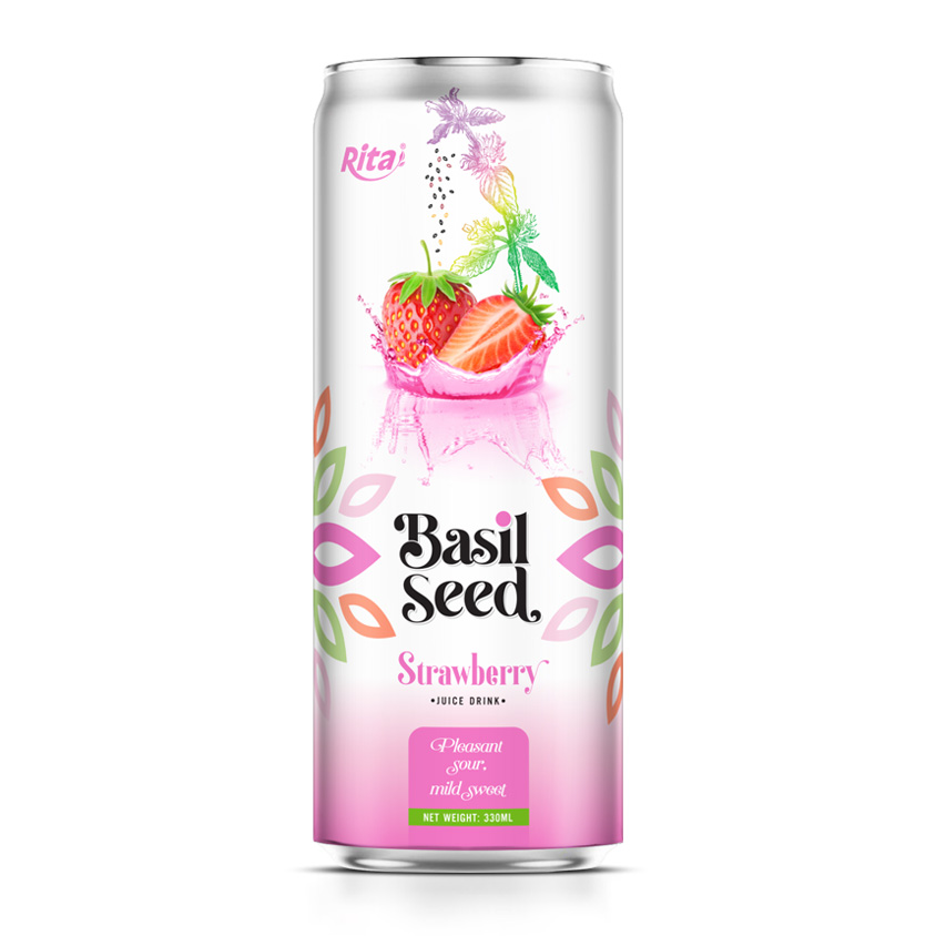Basil Seed Drink Mixed Strawberry Flavor Basil seed strawberry