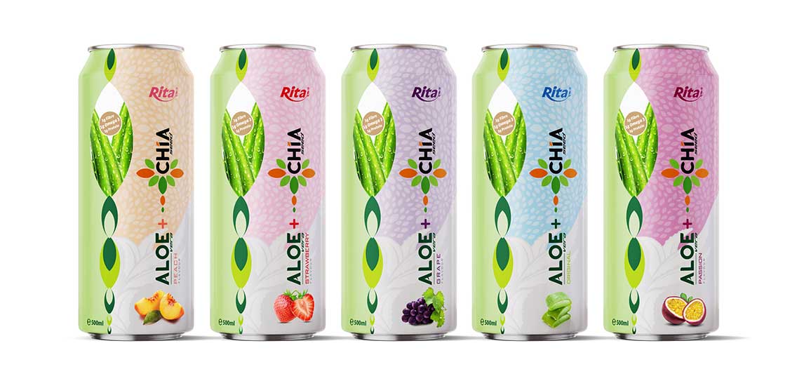 Aloe vera juice with fruit juice and CHIA seed drink 500ml cans