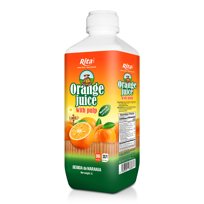 Rita Brand Natural And Pure 1L PP Bottle Orange Juice With Pulp 1L PP bottle Orange juice with Pulp Drink Natural
