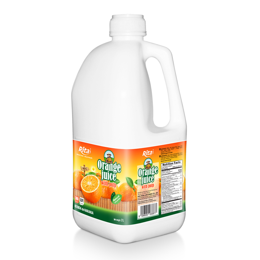 Wholesale Supplier 2L PP Bottle Orange Juice With Pulp Natural And Pure 2L PP bottle Orange juice with Pulp Drink Natural