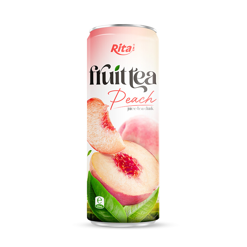 Rita 320ml sleek alu can peach juice tea drink healthy with green tea 320ml Sleek alu can Peach juice tea drink healthy with green tea
