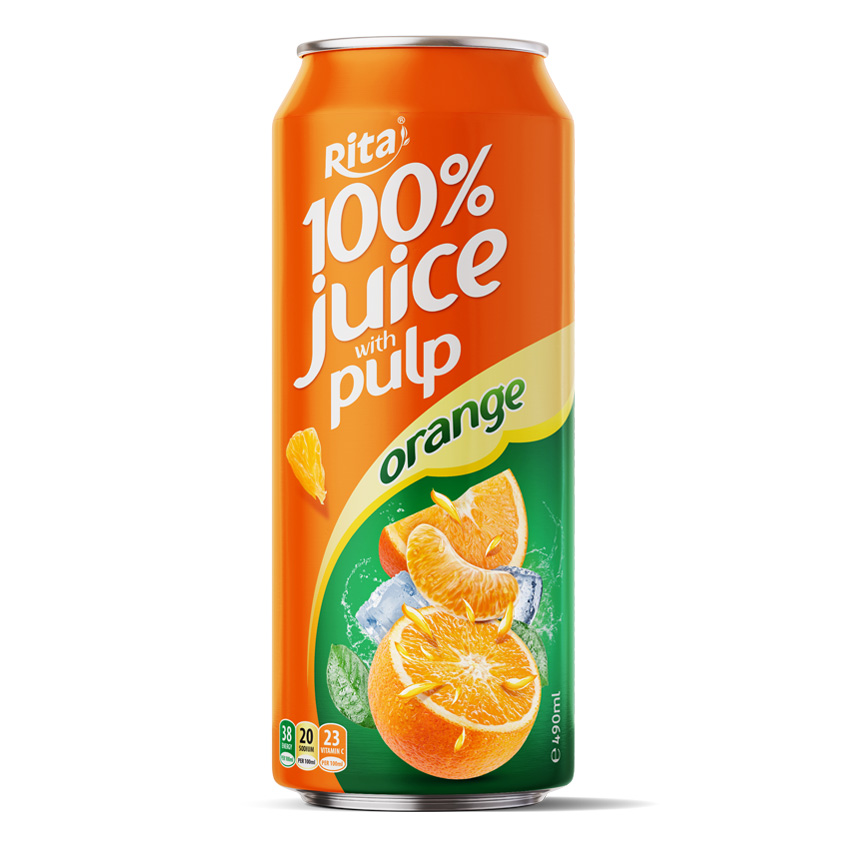 Rita Brand 100% Natural Orange Juice Drink 500ml Alu Can 100 Orange Juice with Pulp 500ml Cans
