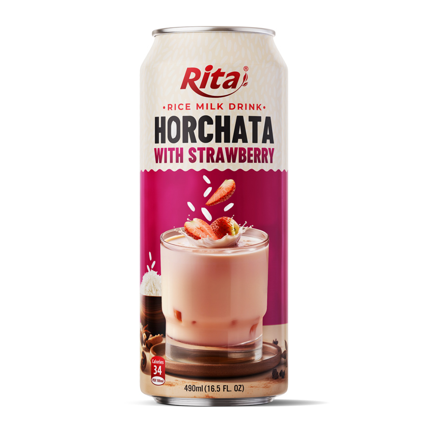 Rita Rice Milk Drink Horchata With Strawberry 16.5 fl oz Cans rice milk drink Horchata with strawberry 16.5 fl oz cans