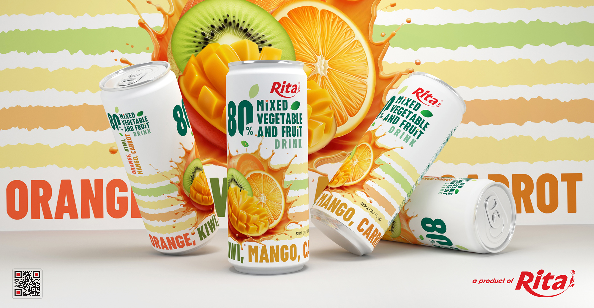 Poster sleek can 320ml 80 Vegetable fruit drink vegan drink