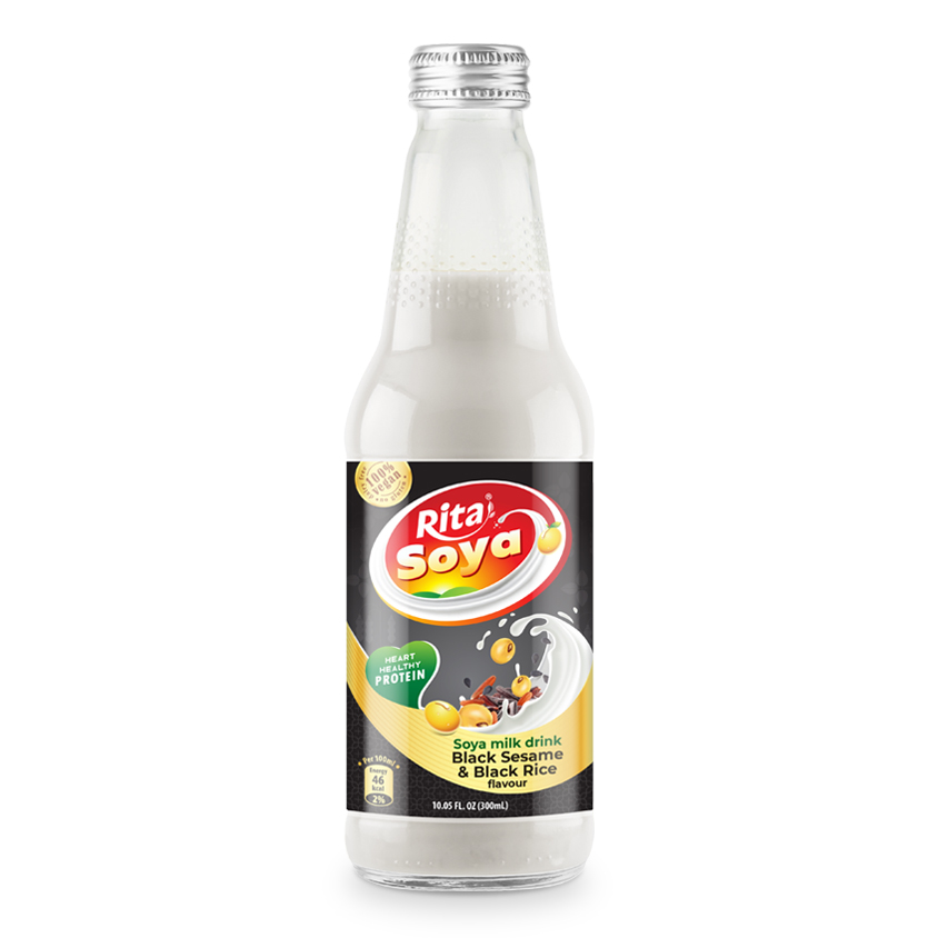 100 Vegan Rita Soya Milk Drink Black Seame And Black Rice 10.05 fl oz Glass Bottle 100 vegan Rita Soya milk drink balck sesame and black rice 10.05 fl oz glass bottle