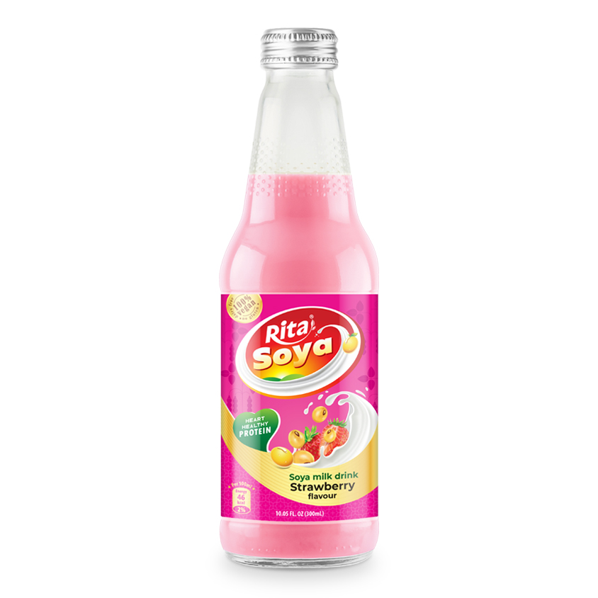 100 Vegan Rita Soya Milk Drink sSrawberry 10.05 fl oz Glass Bottle 100 vegan Rita Soya milk drink strawberry 10.05 fl oz glass bottle