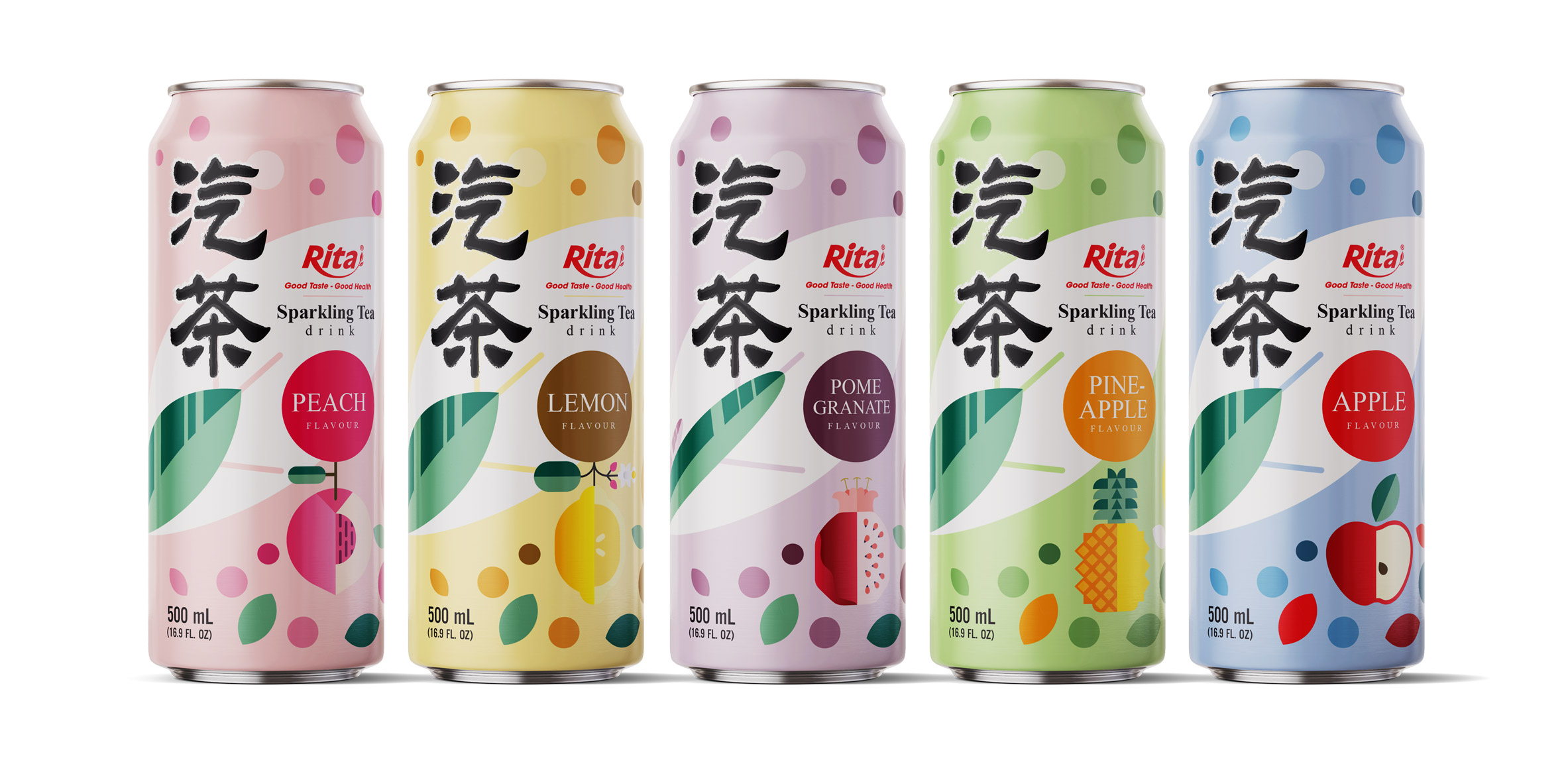 16.9 fl oz Can Sparkling Tea 500ml Can 5 Flavors Favorite