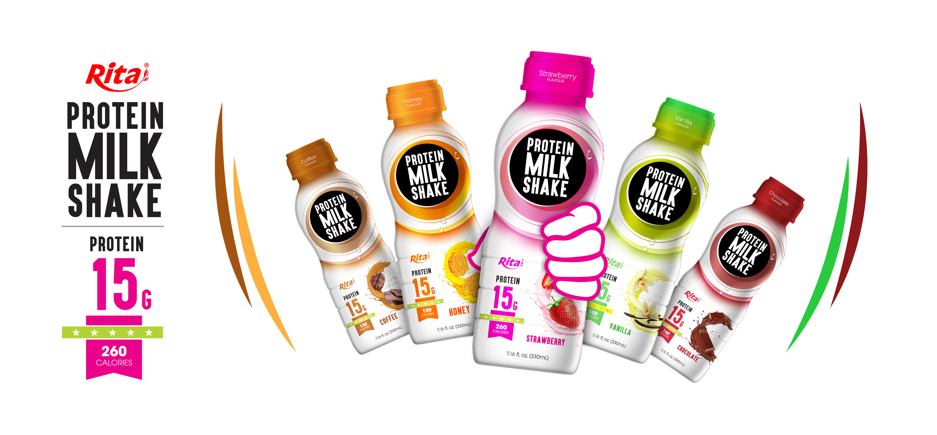 Design Protein Milk Shake 330ml PP Bottle 01