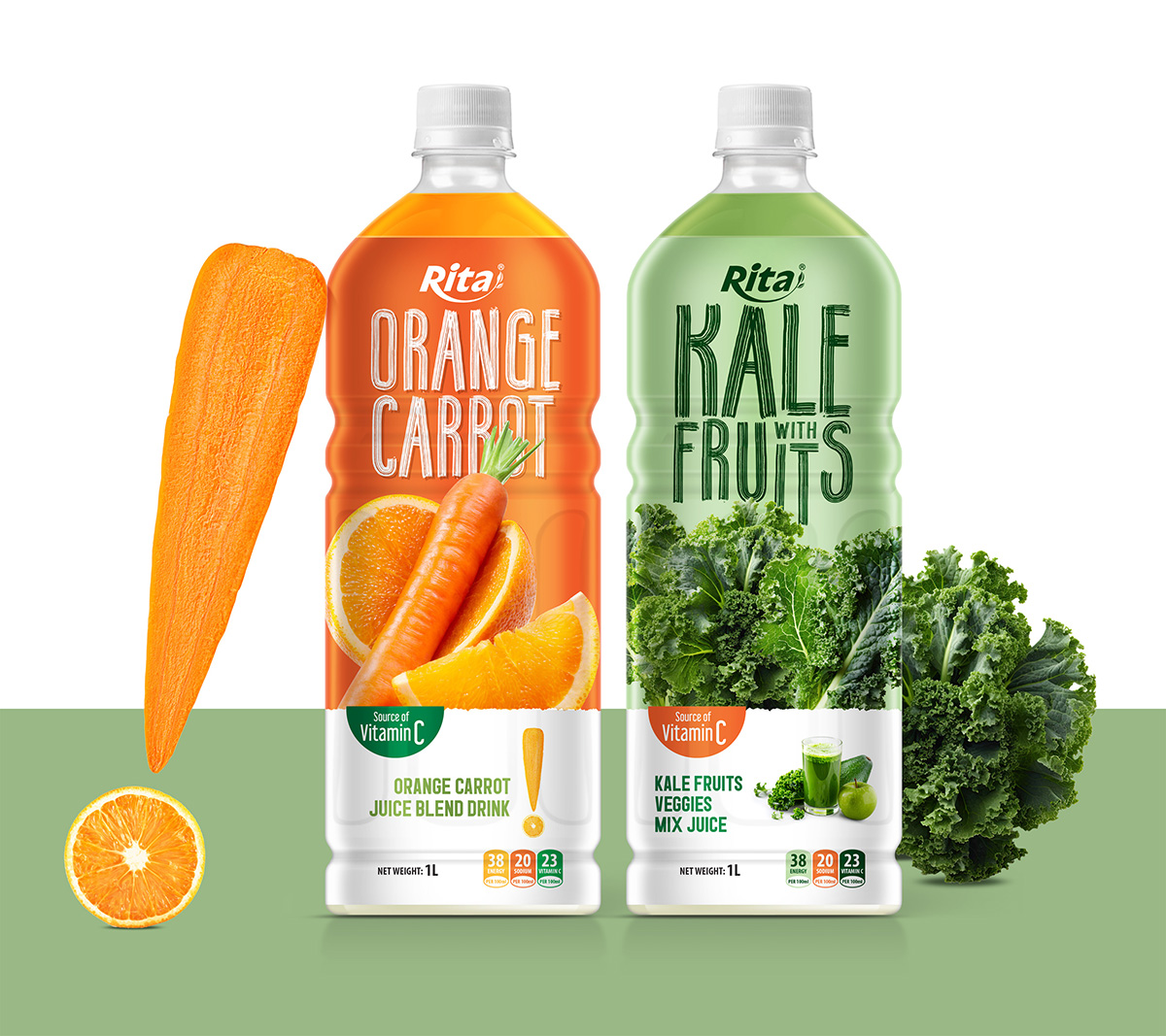 New folderdesign 1L Pet Kale Orange Carrot
