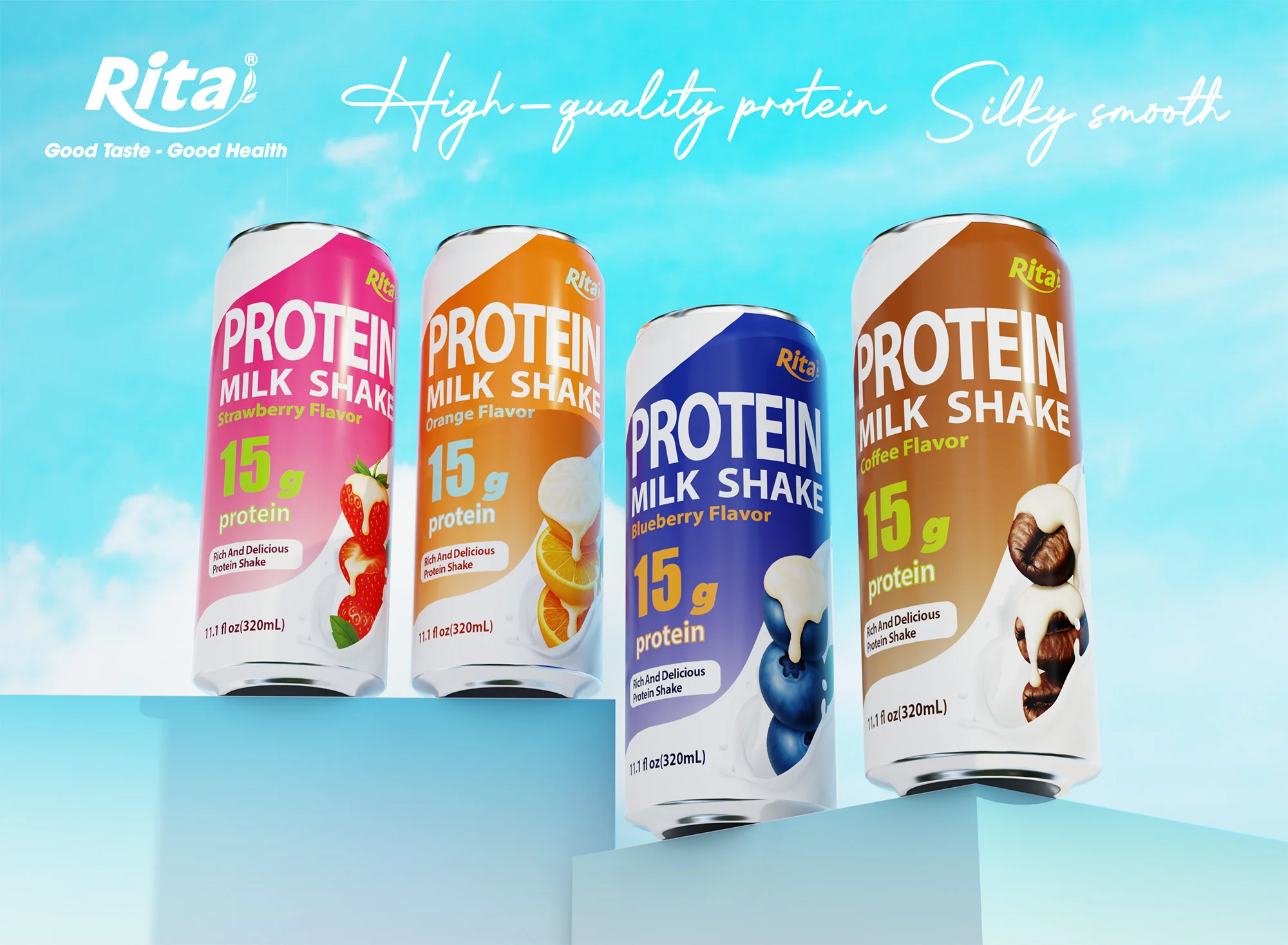 Rita 330ml sleek can milk drink all 4 flavor04 blue