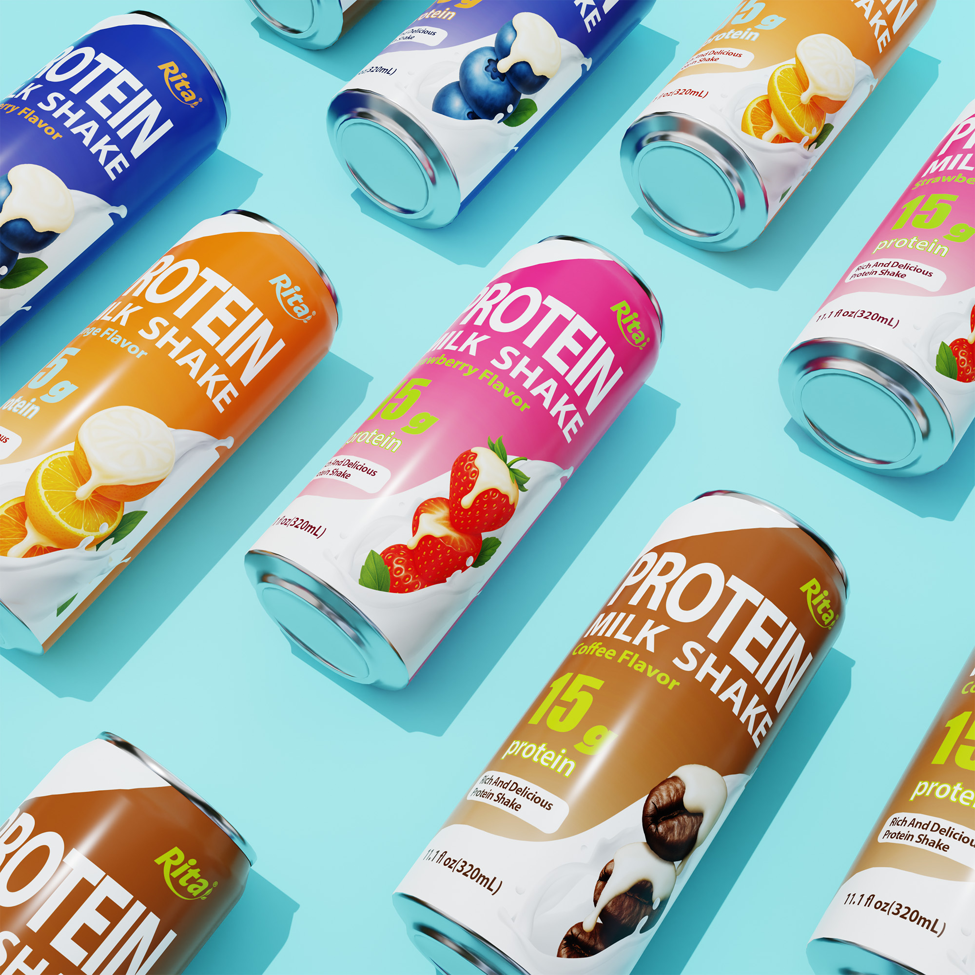 Rita 330ml sleek can milk drink all 4 flavor06 blue