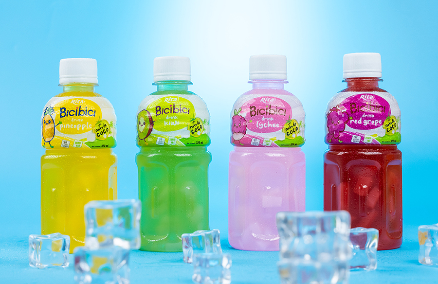 fruit juice with nata de coco drink