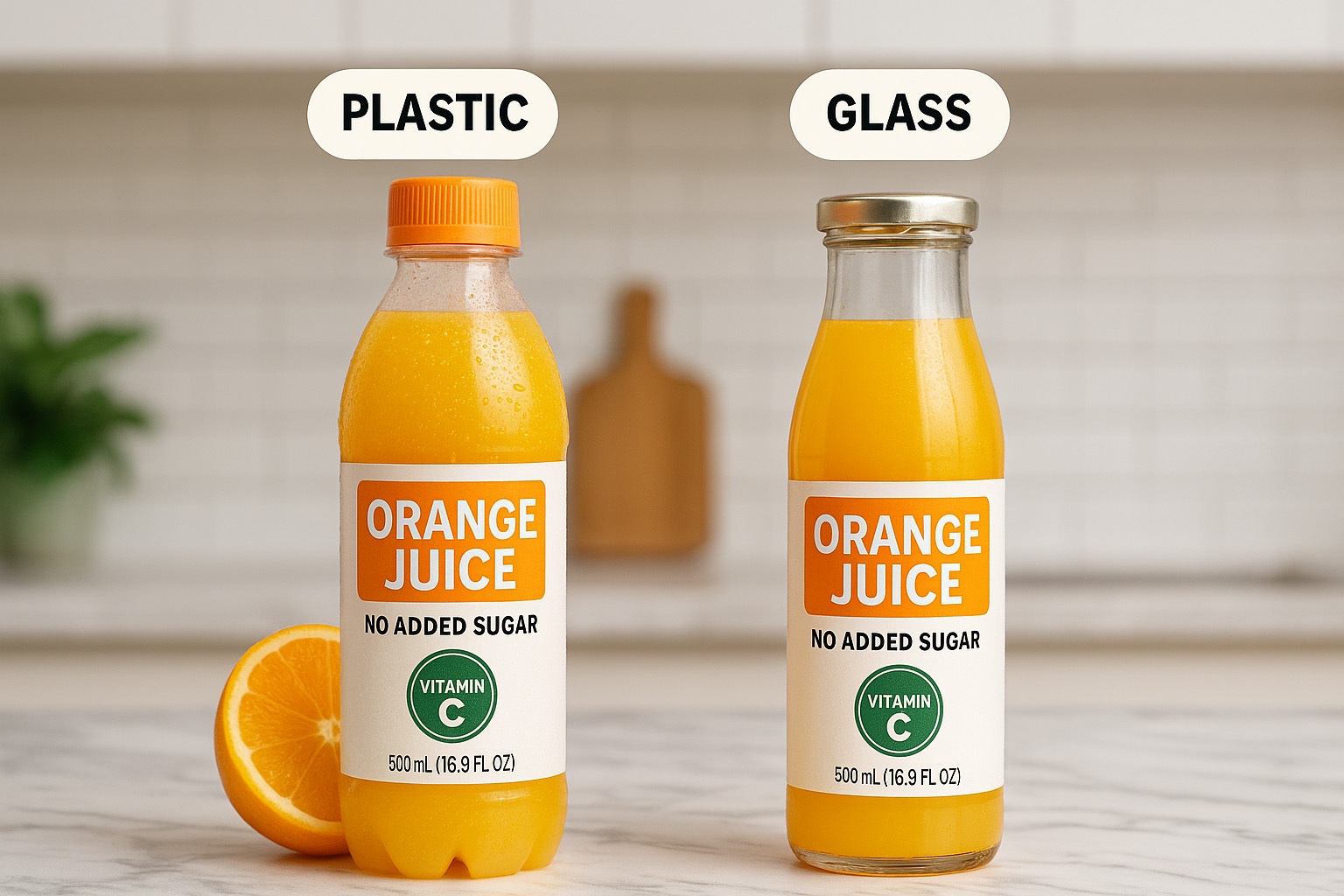 glass bottle and pet bottle