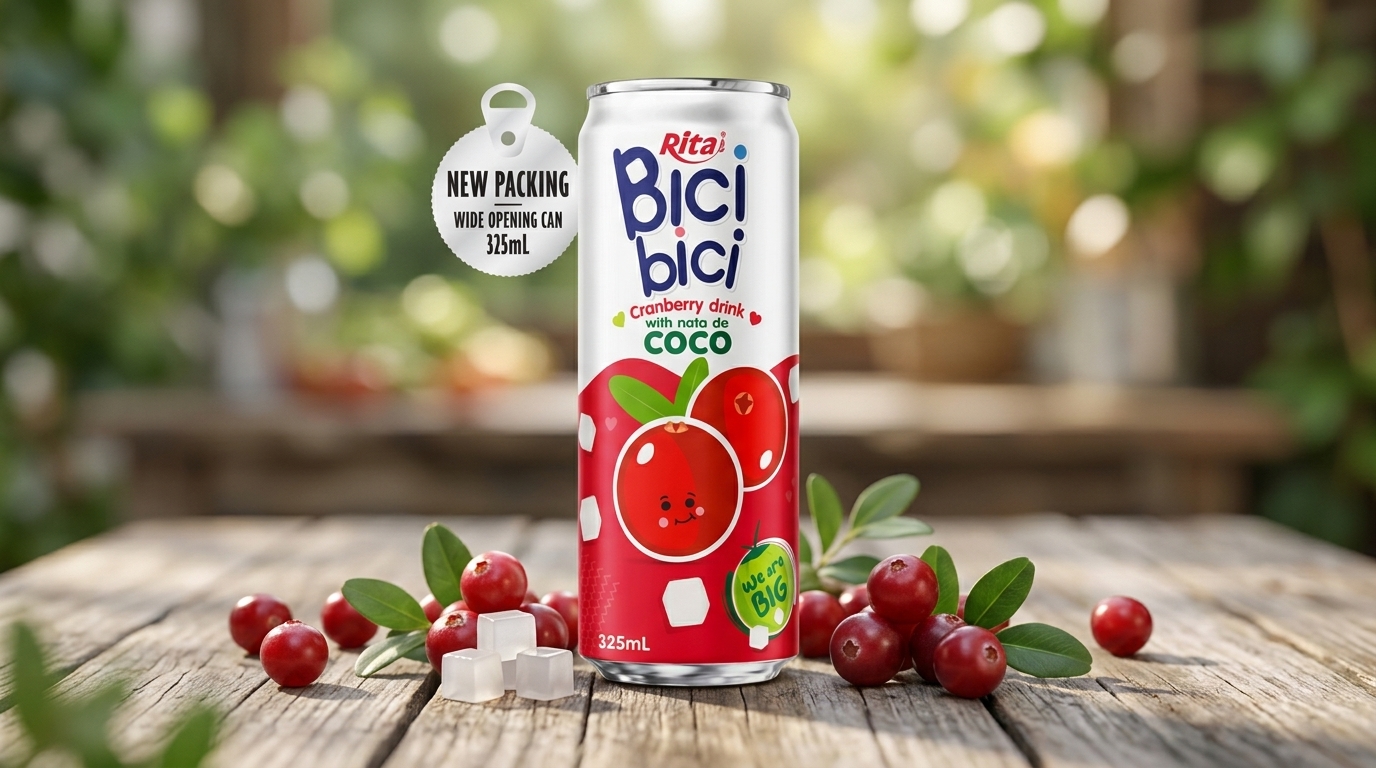 RITA Bici Bici Cranberry Drink with Nata De Coco in Wide Opening Can - Image 3
