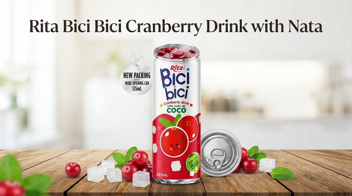RITA Bici Bici Cranberry Drink with Nata De Coco in Wide Opening Can