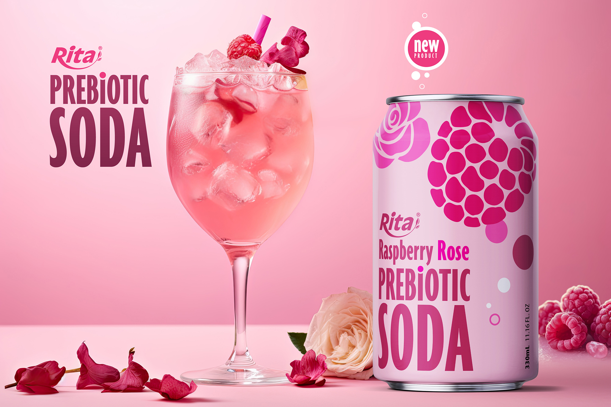 Poster Rita Prebiotic Soda Raspberry Rose 330ml