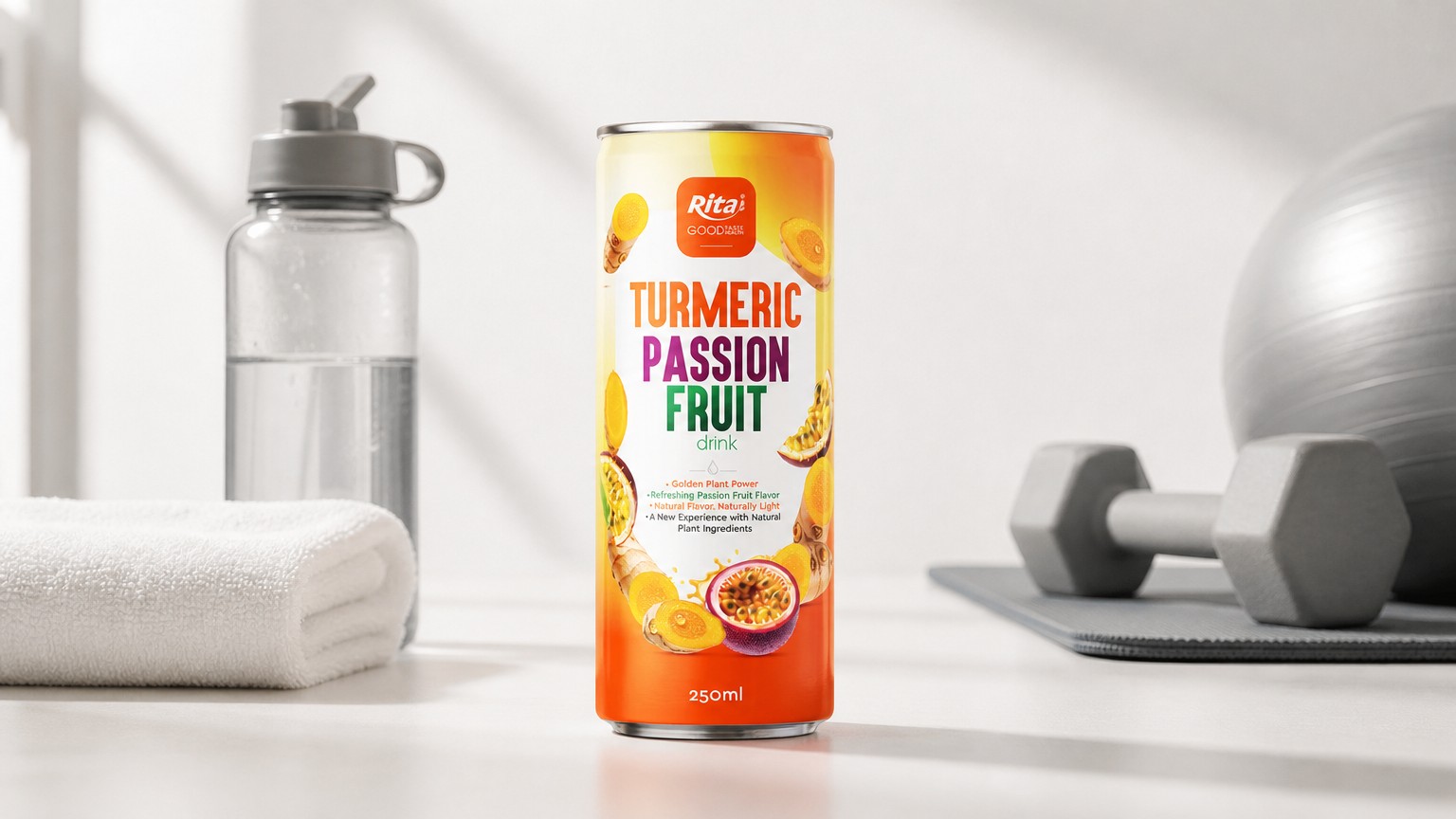 250ml Turmeric Passion Fruit Drink Slim Can OEM Beverage Poster 2