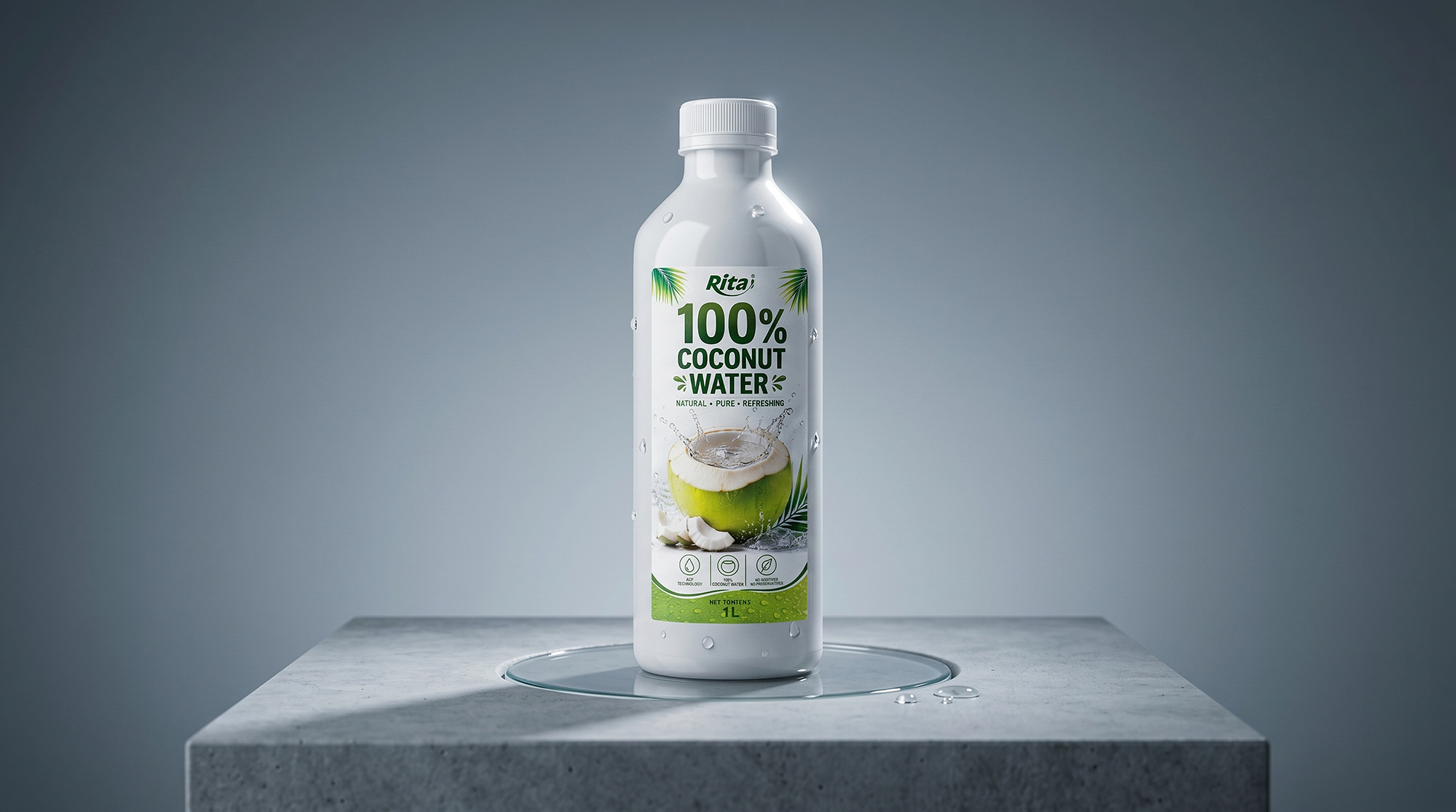 100% Pure Young Coconut Water 1L PET Bottle Wholesale Poster 2