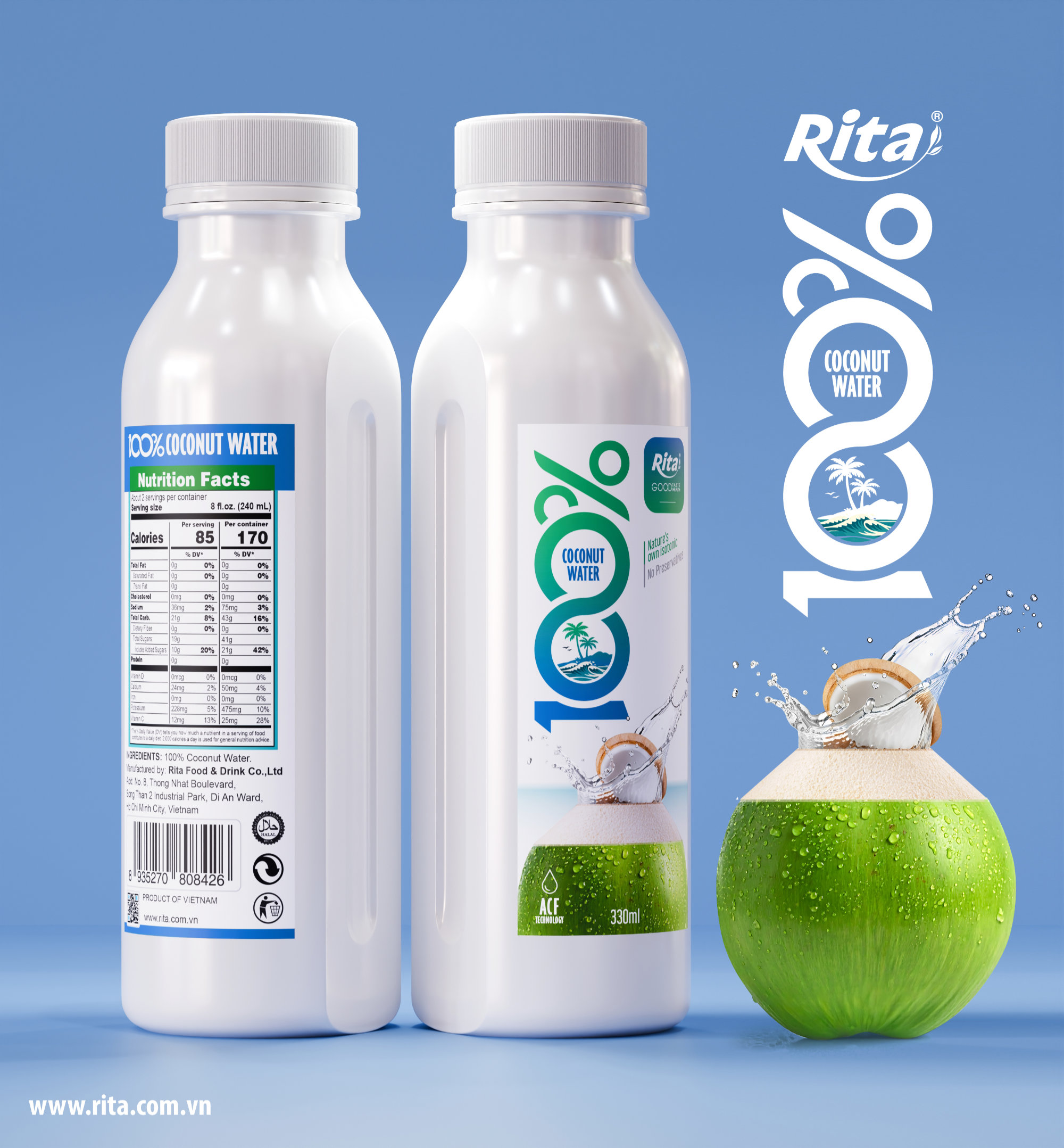 100% Fresh Coconut Water 330ml PET  COCO AFC Poster 1