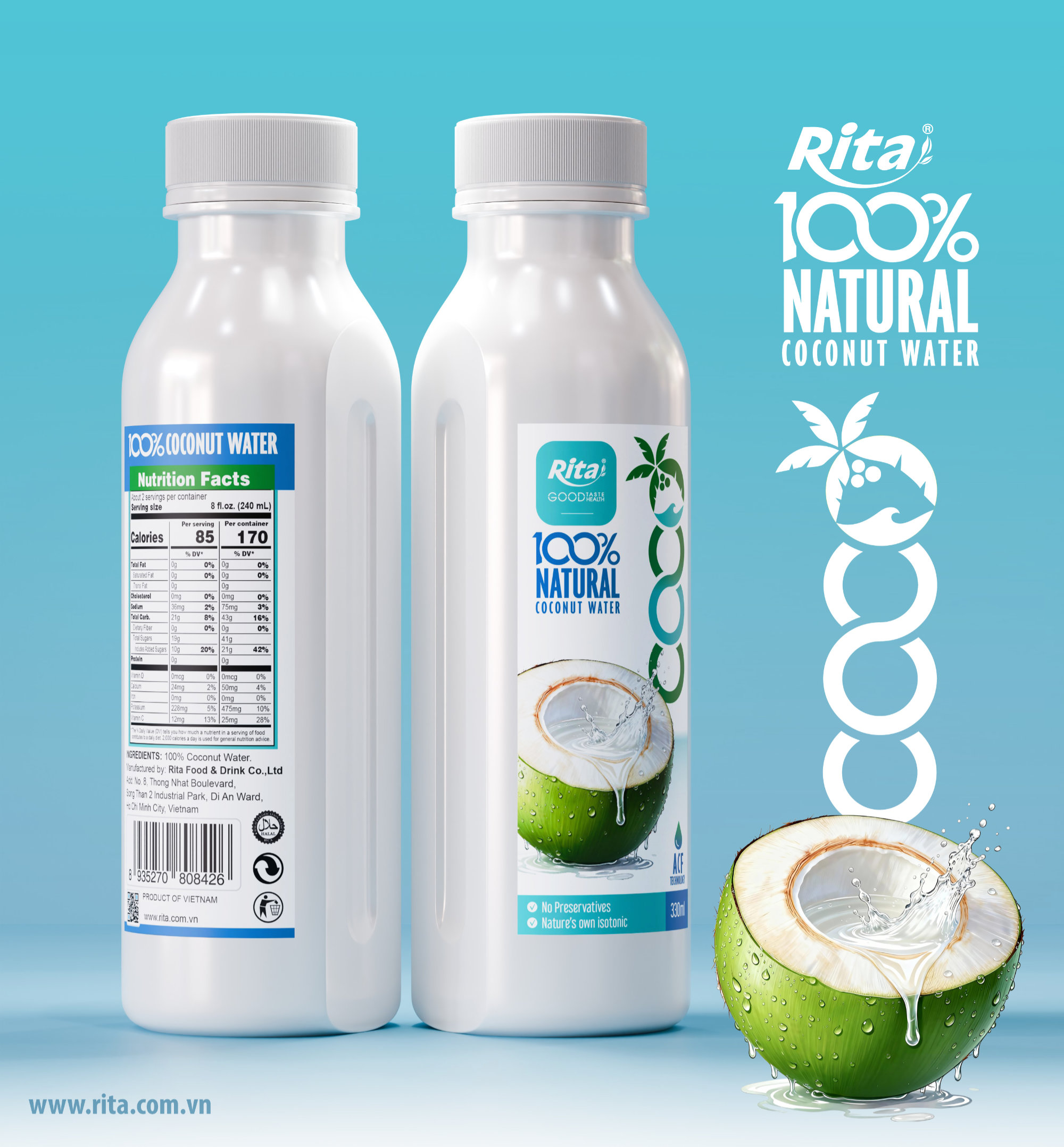 100% Young Coconut Water 330ml PET  COCO AFC Poster 1