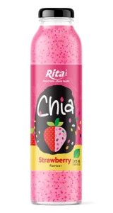 Hot Trending Chia Seeds Drink Strawberry Flavor 10.6 fl oz Glass Bottle