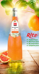 1000ml glass bottle Orange flavor basil seed drink 