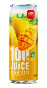 100% JUICE mango juice drink 320ml sleek can