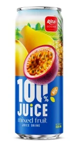 100 JUICE mixedfruit juice drink 320ml sleek can