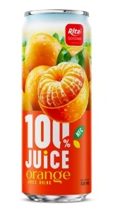 100 JUICE orange juice drink 320ml sleek can