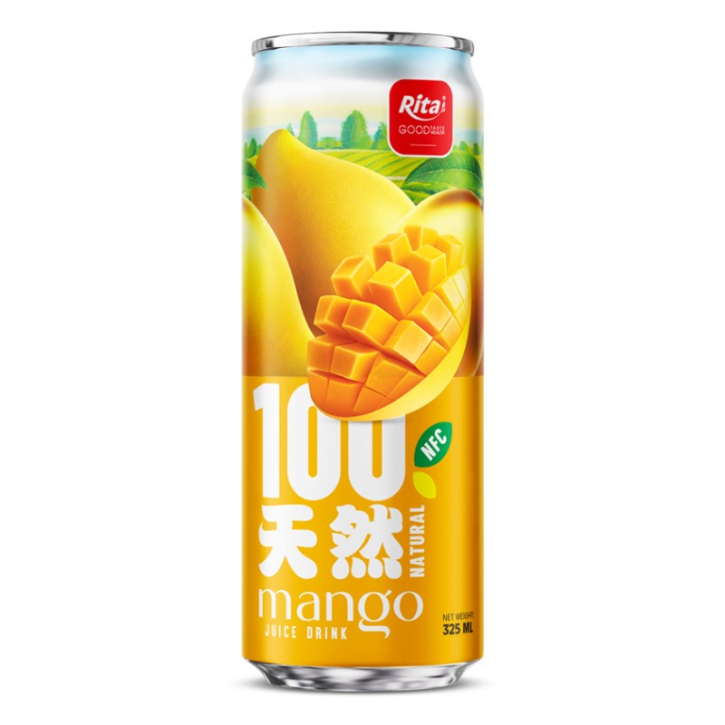 100 Natural Mango Juice Drink 325ml sleek can