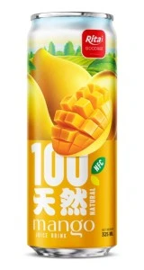 100 Natural Mango Juice Drink 325ml sleek can