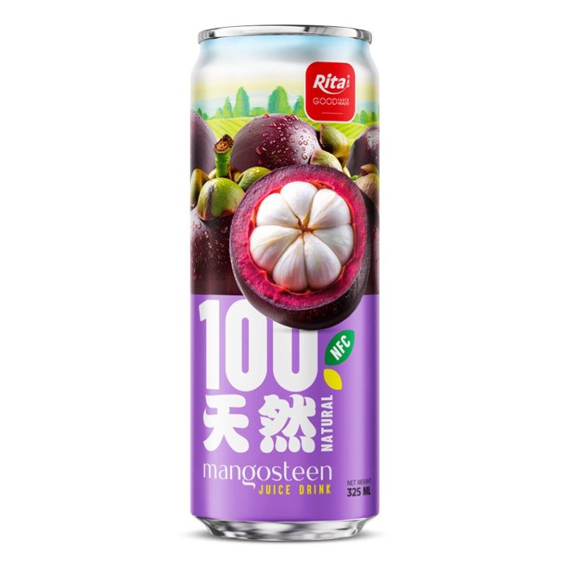 100 Natural Mangosteen Juice Drink 325ml sleek can